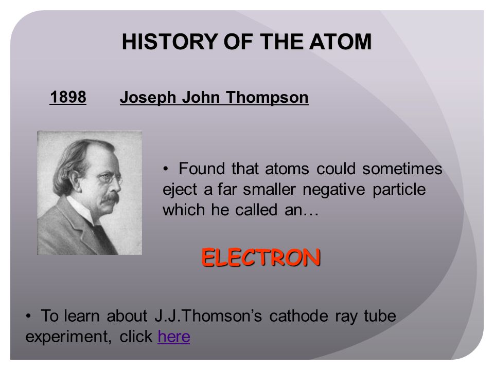 HISTORY OF THE ATOM ELECTRON