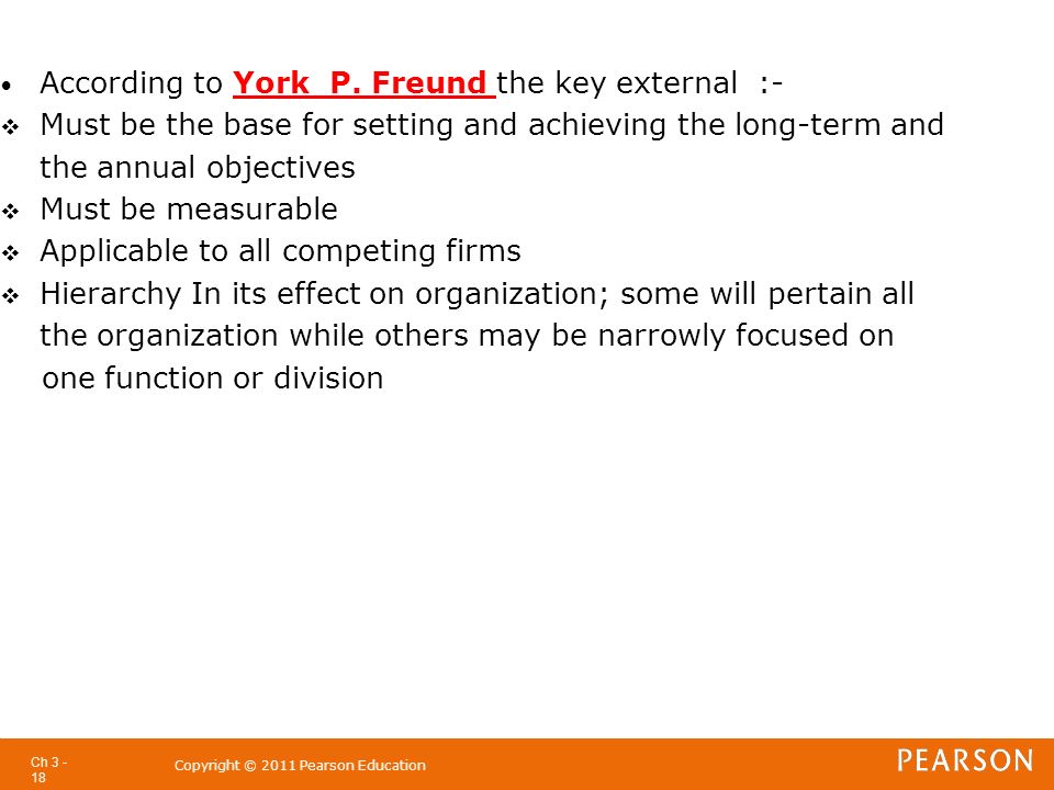 According to York P. Freund the key external :-