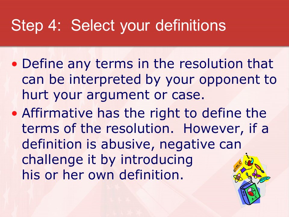 Step 4: Select your definitions