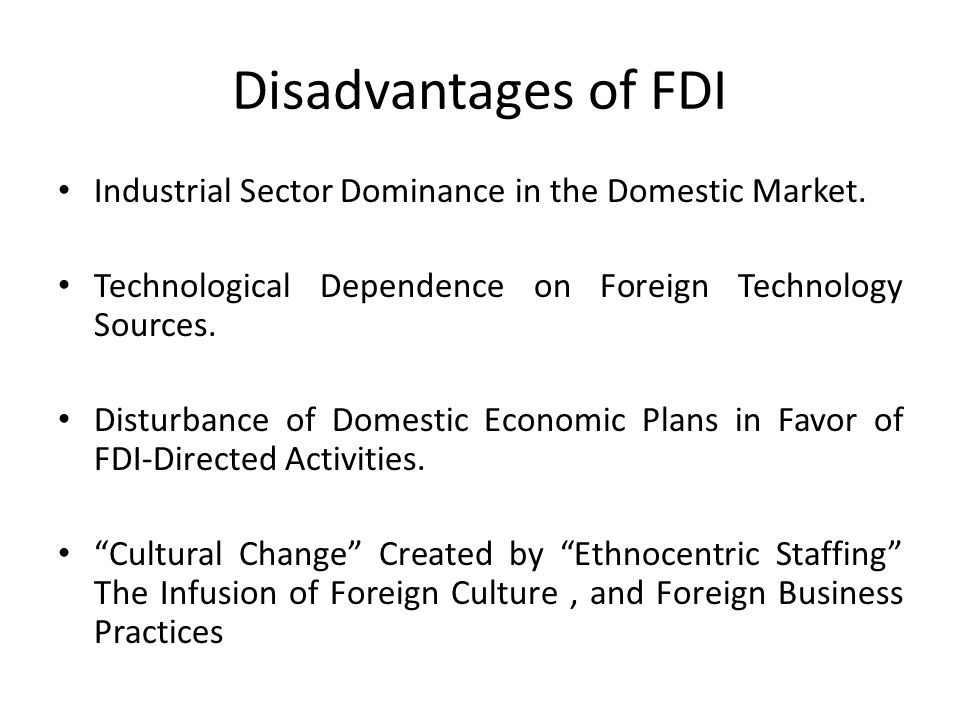 disadvantages of fdi