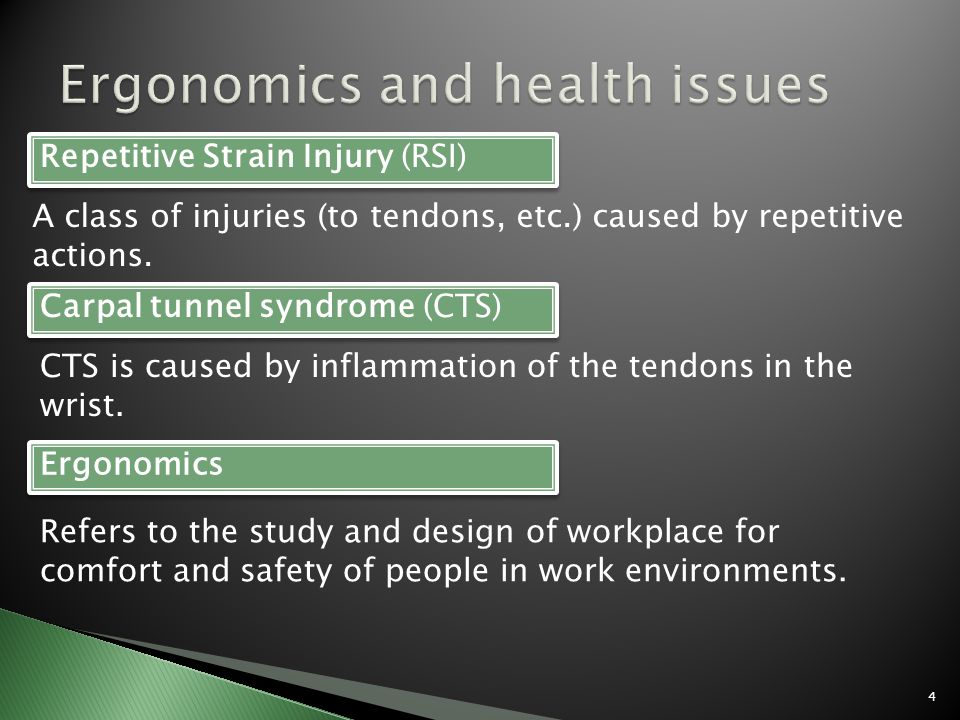 Ergonomics and health issues