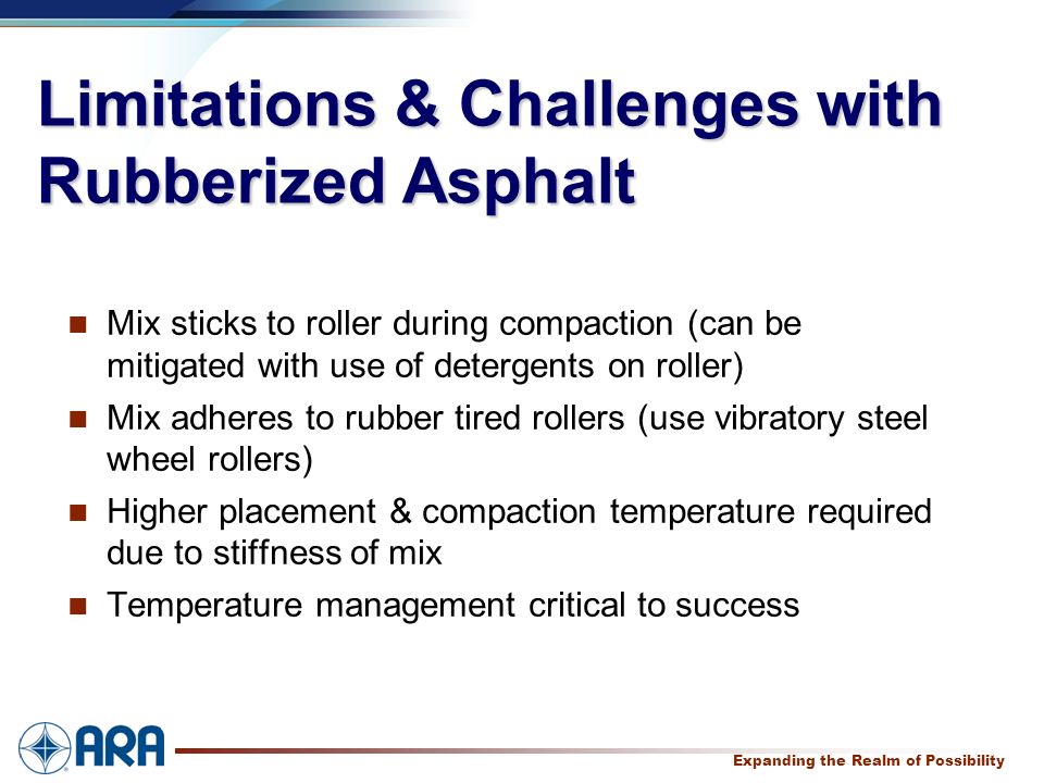 Limitations & Challenges with Rubberized Asphalt