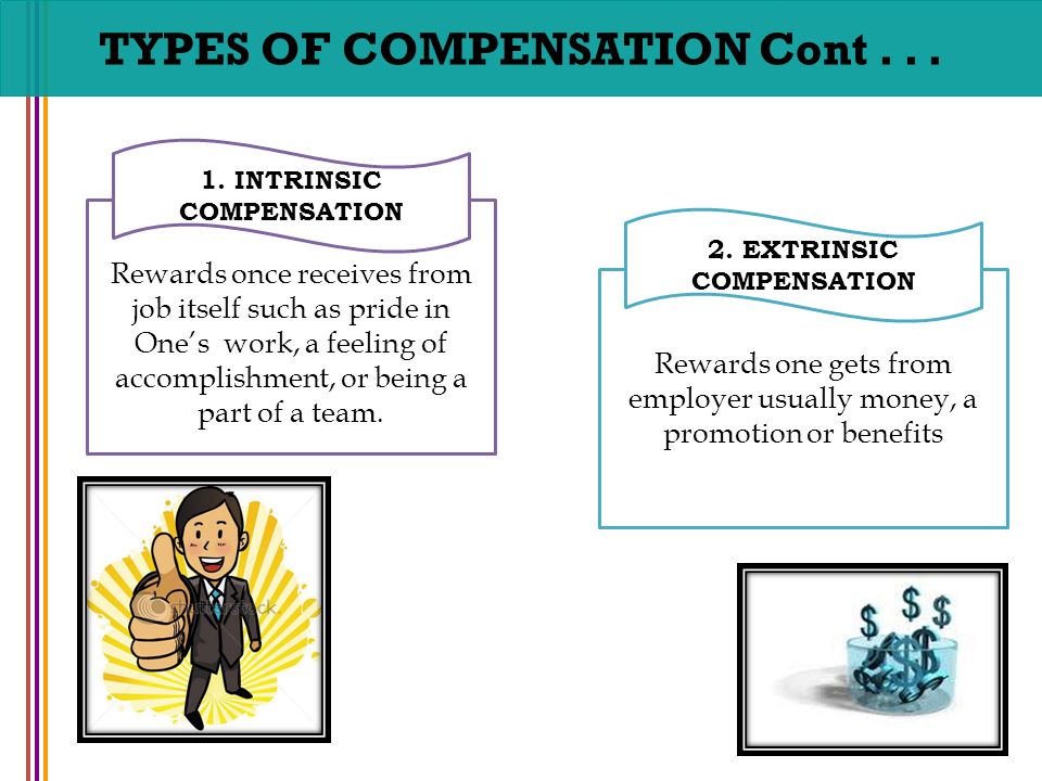 TYPES OF COMPENSATION Cont . . .