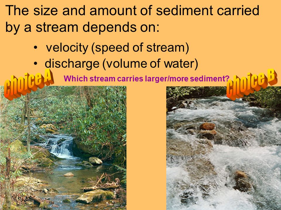 • velocity (speed of stream)