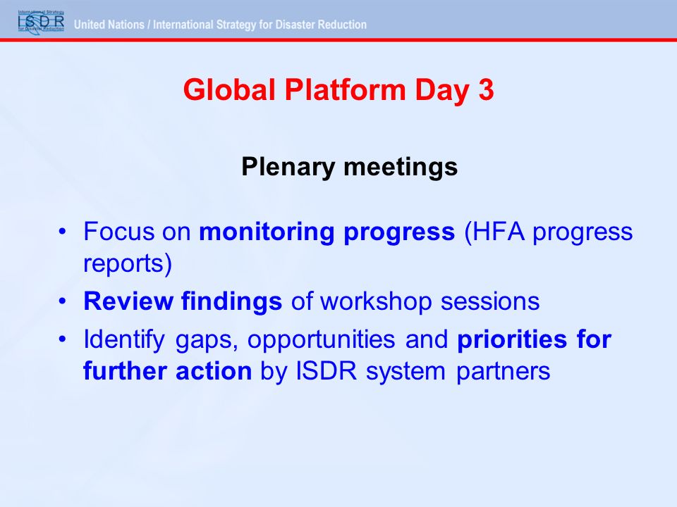 Global Platform Day 3 Plenary meetings