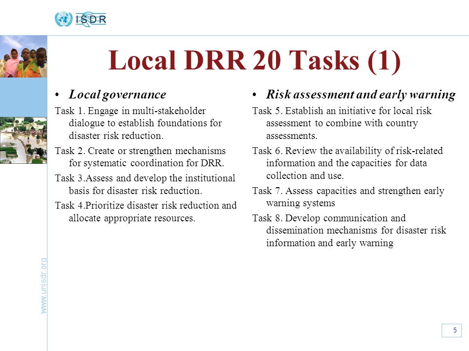 Local DRR 20 Tasks (1) Local governance
