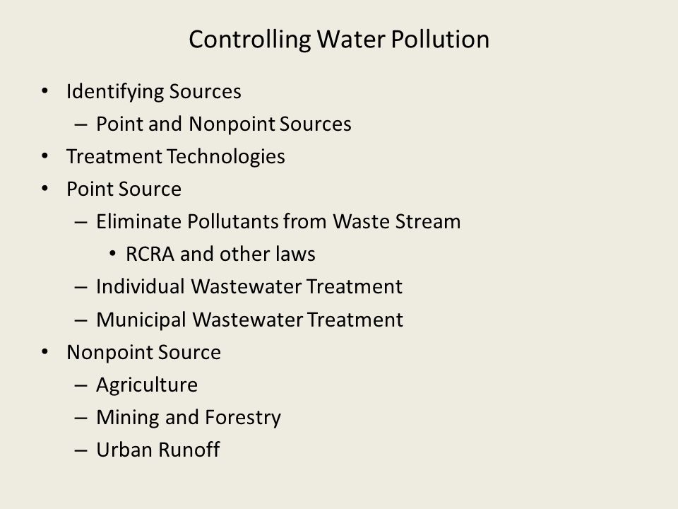 Controlling Water Pollution
