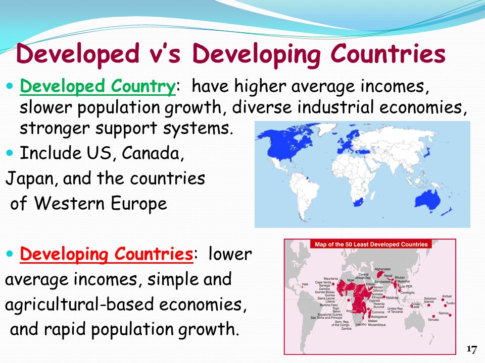 Developed v’s Developing Countries