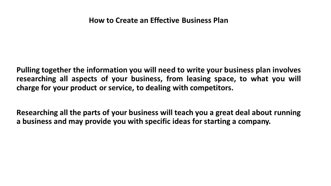 how to write your business plan
