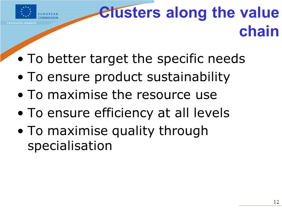 Clusters along the value chain
