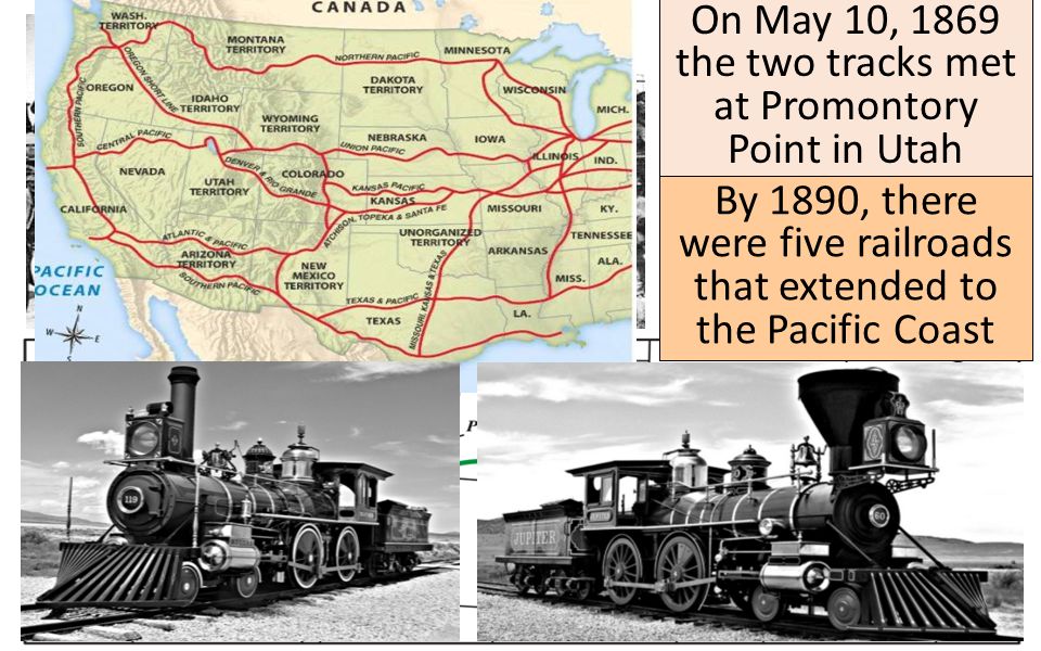 On May 10, 1869 the two tracks met at Promontory Point in Utah