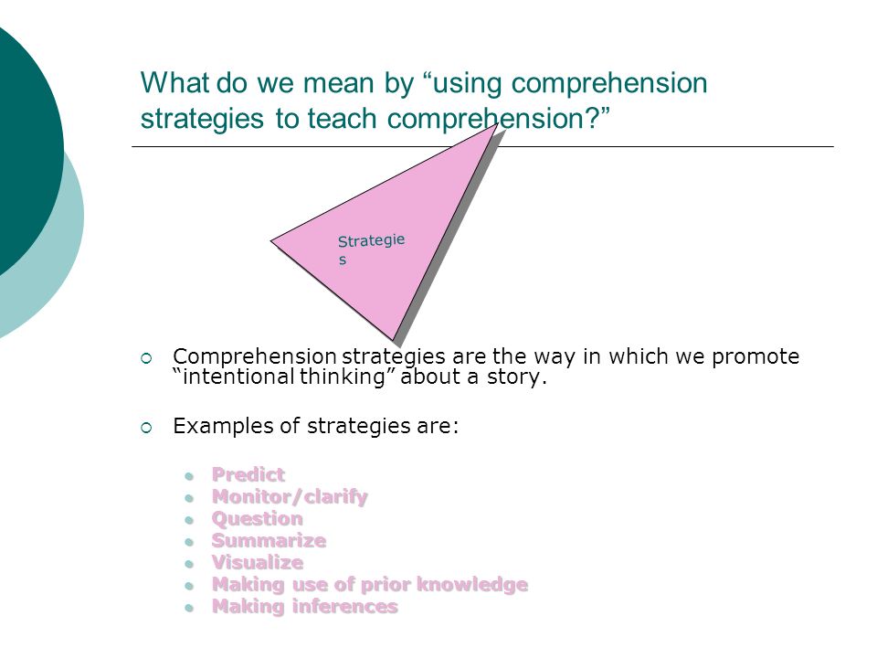 What do we mean by using comprehension strategies to teach comprehension