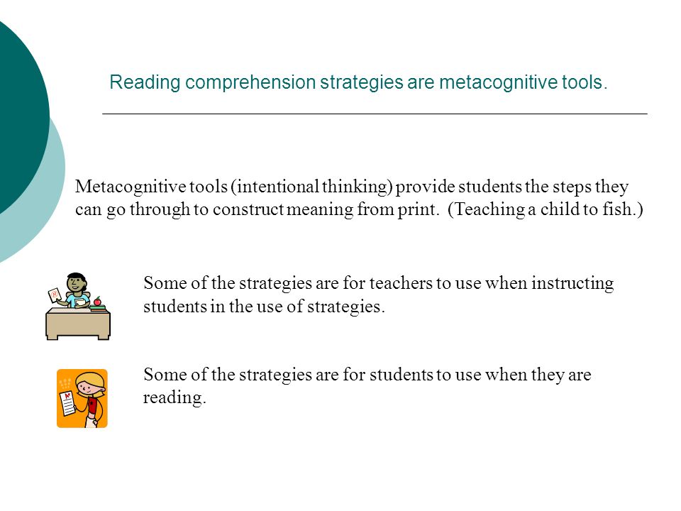 Reading comprehension strategies are metacognitive tools.