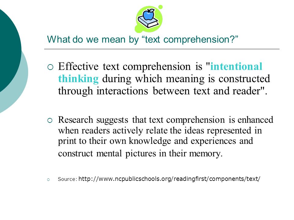 What do we mean by text comprehension