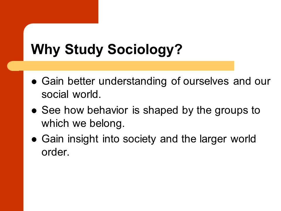 why do we study sociology