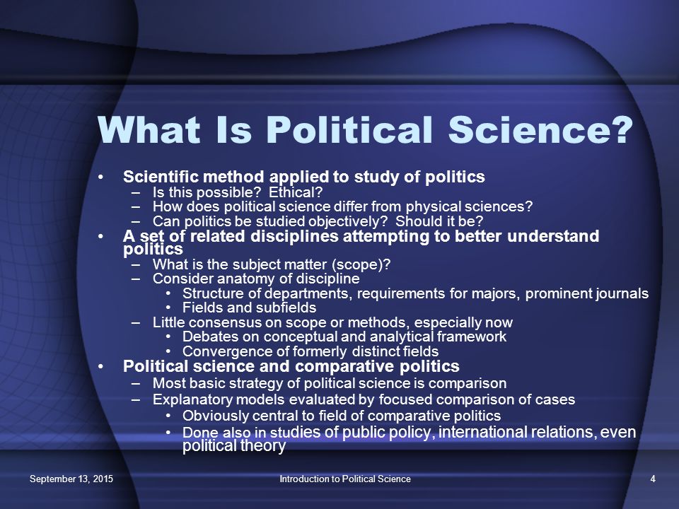 Study of function. Political Science and Politics. Branches of political Science. What is Science. Subfields of political Science.