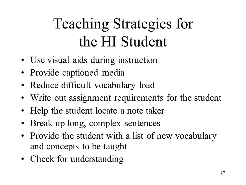 teaching strategies for hearing impaired students