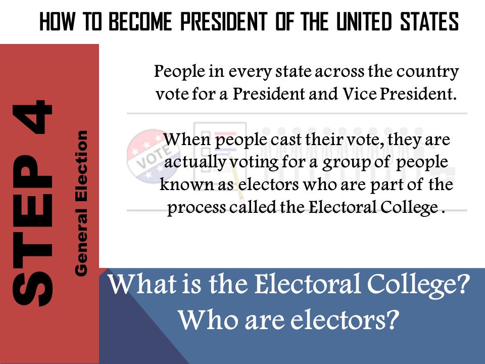 STEP 4 What is the Electoral College Who are electors