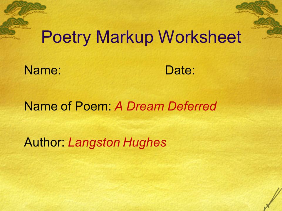 Poetry Markup Worksheet