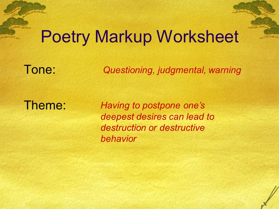 Poetry Markup Worksheet
