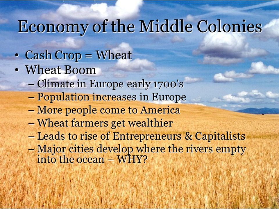 middle colonies agriculture