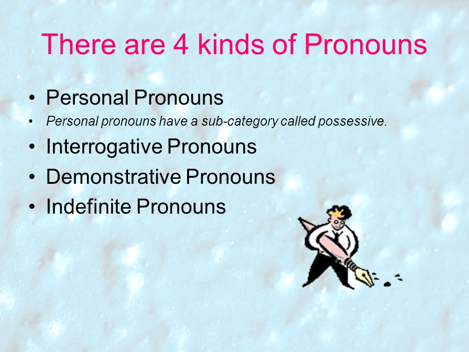 There are 4 kinds of Pronouns