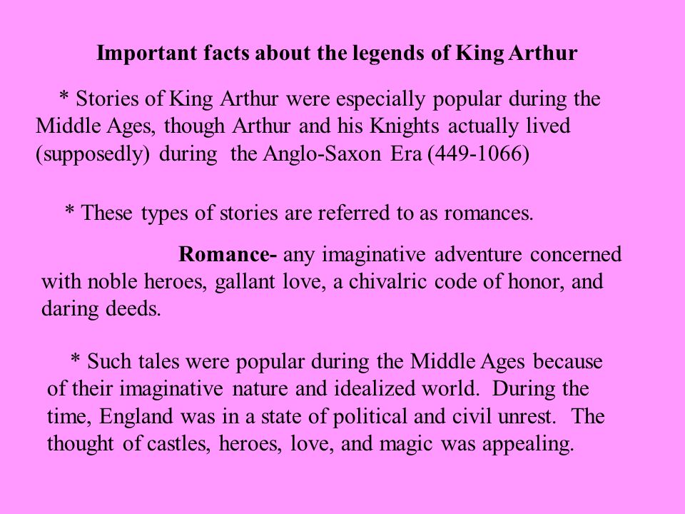 Important facts about the legends of King Arthur