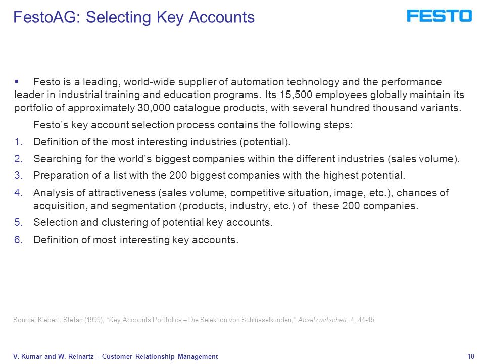 FestoAG: Selecting Key Accounts