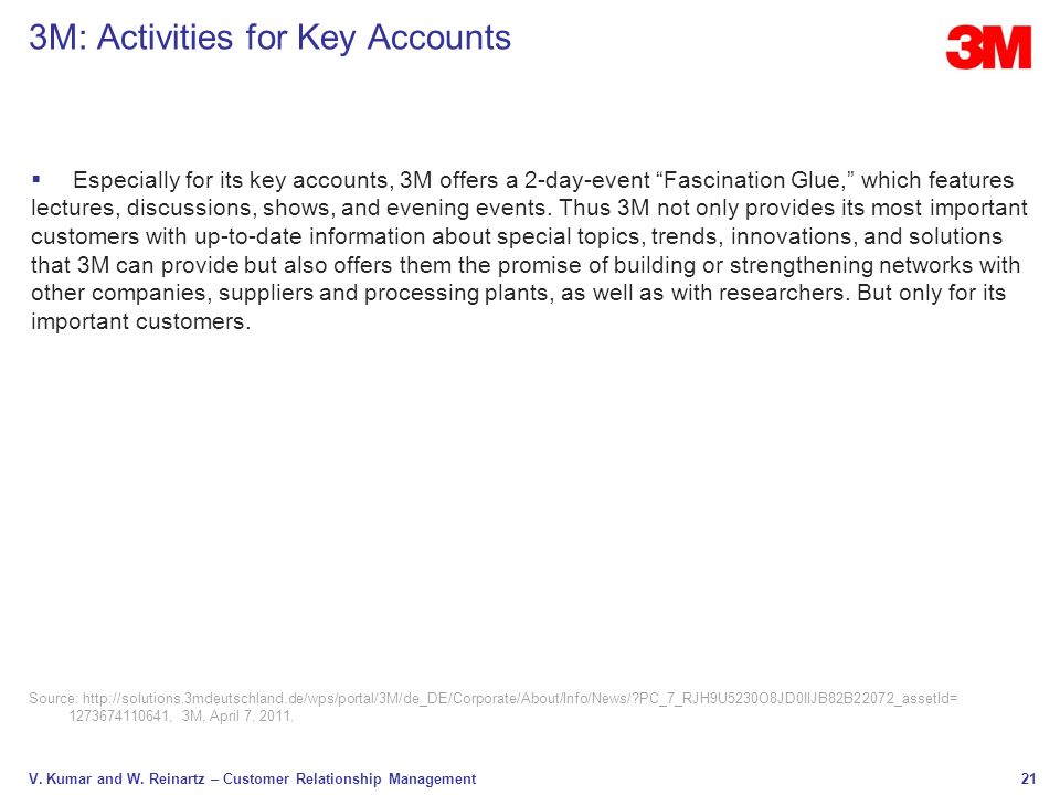 3M: Activities for Key Accounts
