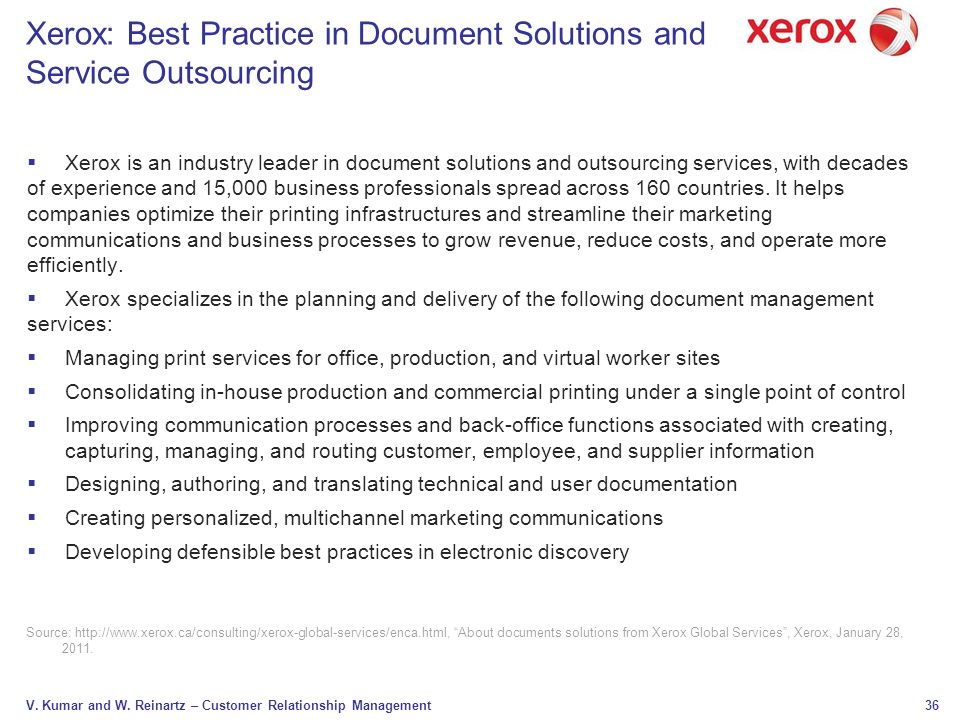 Xerox: Best Practice in Document Solutions and Service Outsourcing