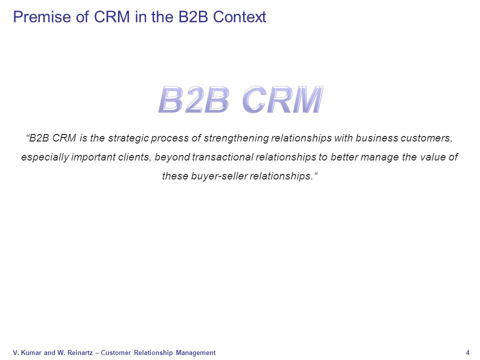 Premise of CRM in the B2B Context