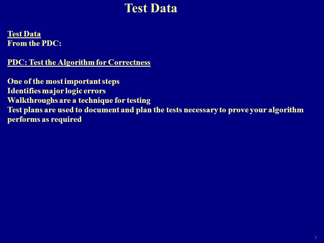 Test Data Test Data From the PDC: