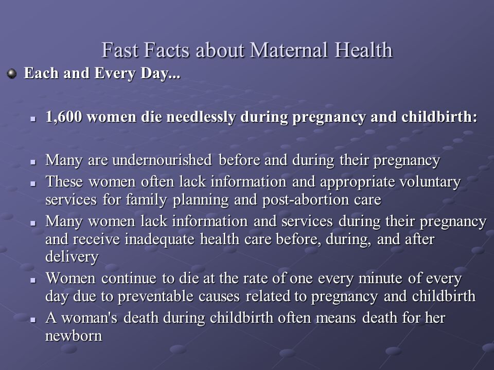 Fast Facts about Maternal Health