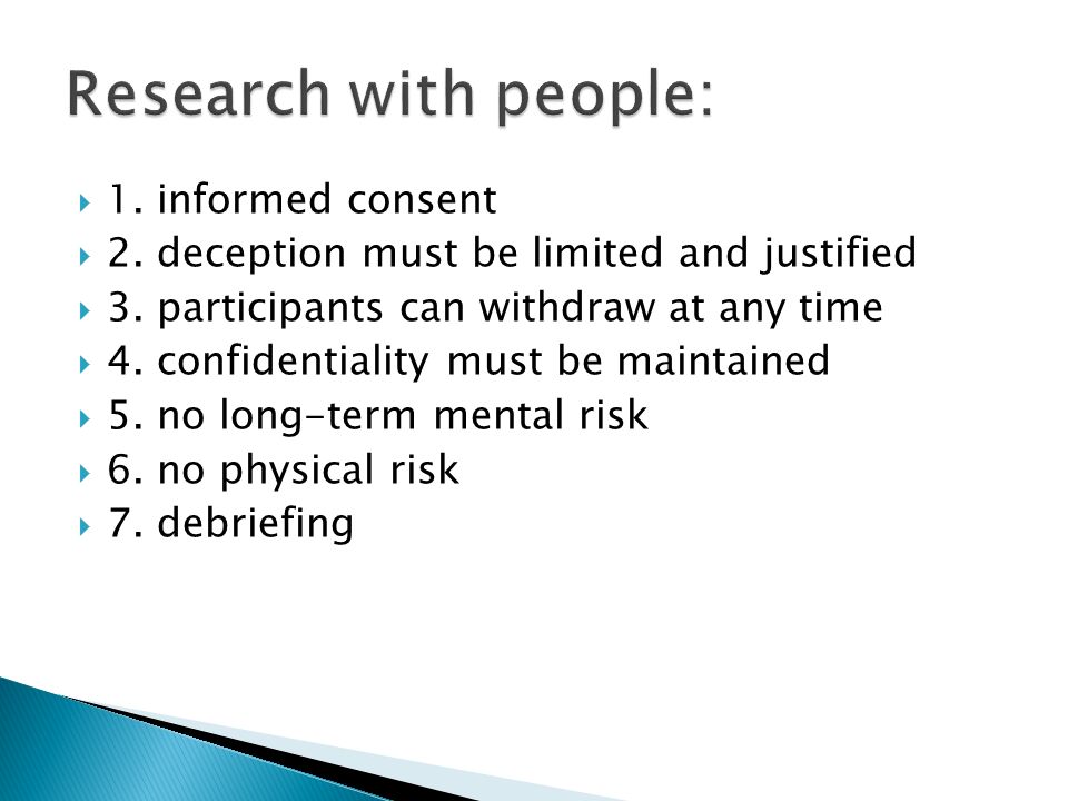 Research with people: 1. informed consent