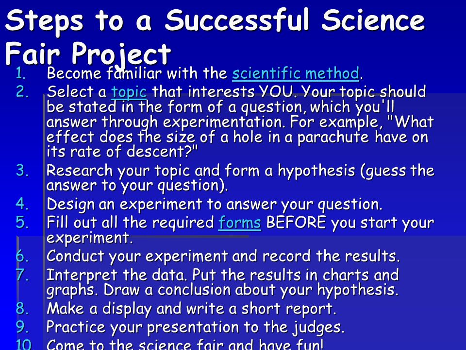 Steps to a Successful Science Fair Project