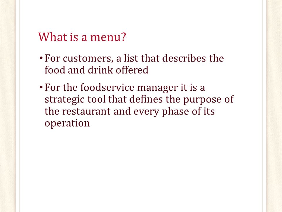 what is menu