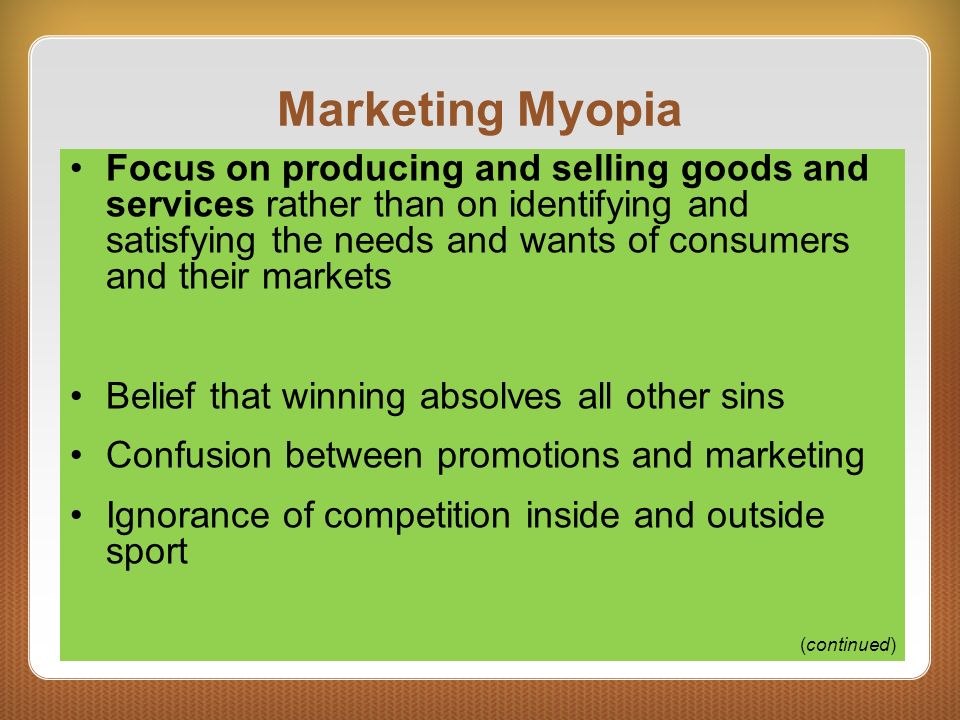 sport marketing myopia