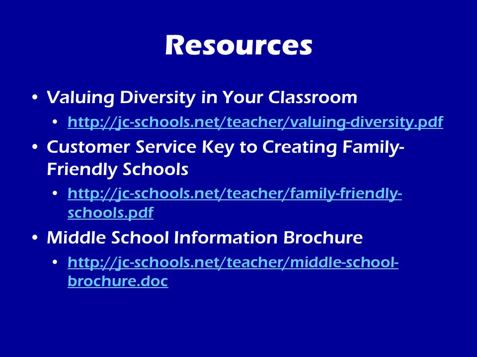 Resources Valuing Diversity in Your Classroom