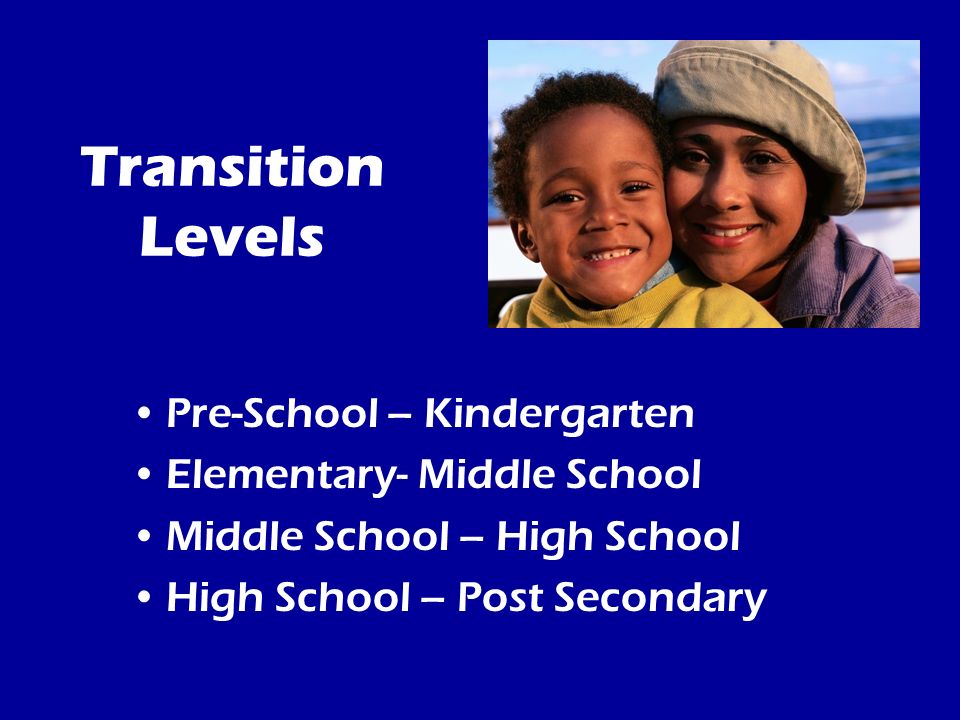Transition Levels Pre-School – Kindergarten Elementary- Middle School