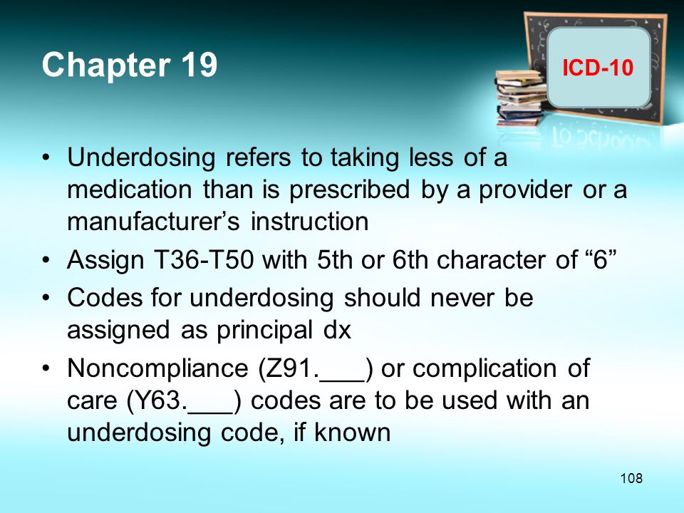 Chapter 19 Underdosing refers to taking less of a medication than is prescribed by a provider or a manufacturer’s instruction.