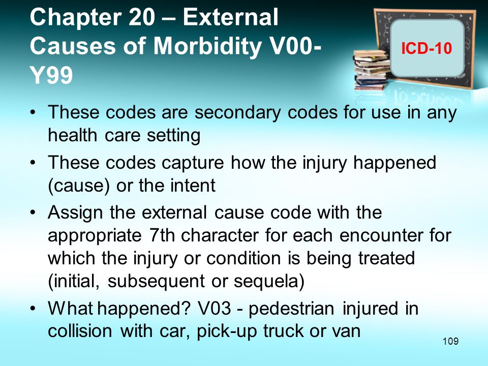 Chapter 20 – External Causes of Morbidity V00-Y99