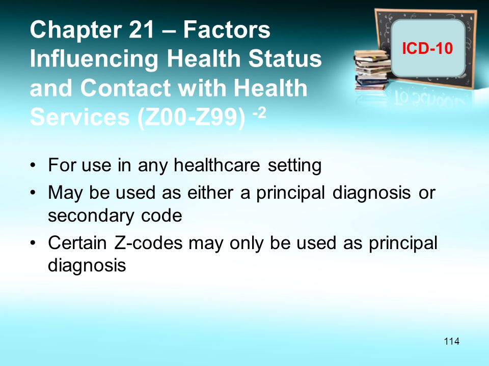 Chapter 21 – Factors Influencing Health Status and Contact with Health Services (Z00-Z99) -2