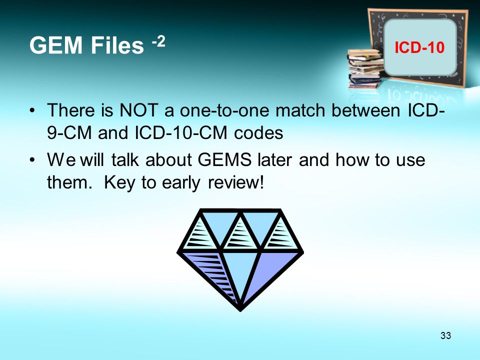 GEM Files -2 There is NOT a one-to-one match between ICD-9-CM and ICD-10-CM codes.