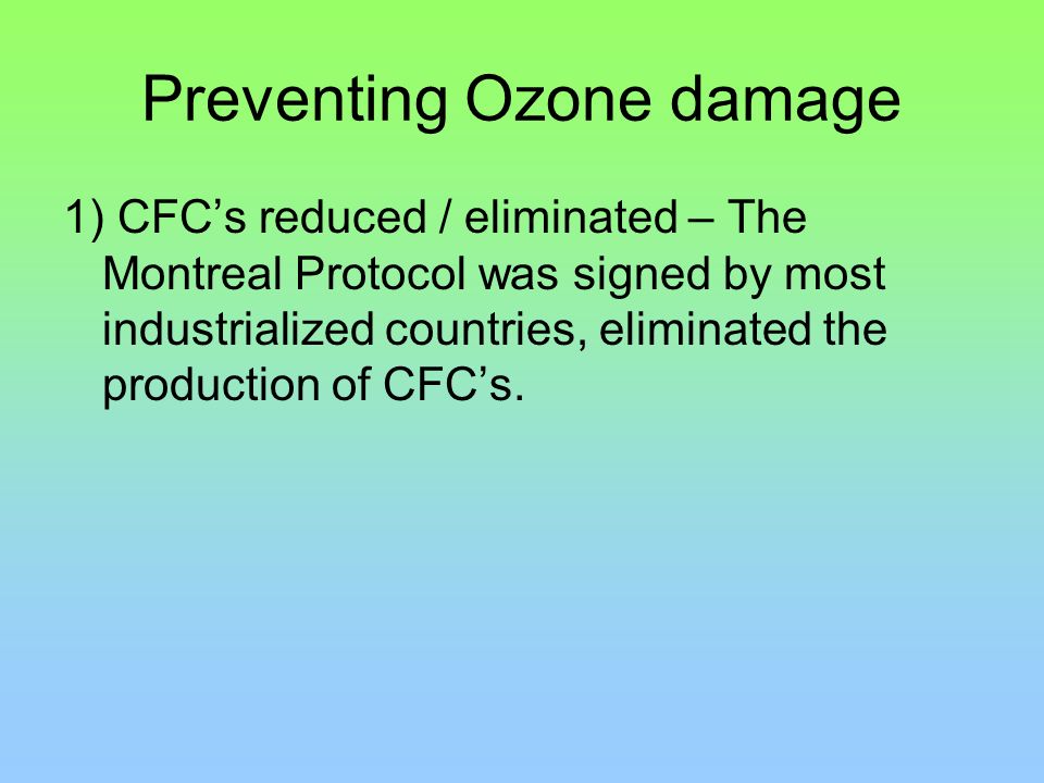 Preventing Ozone damage