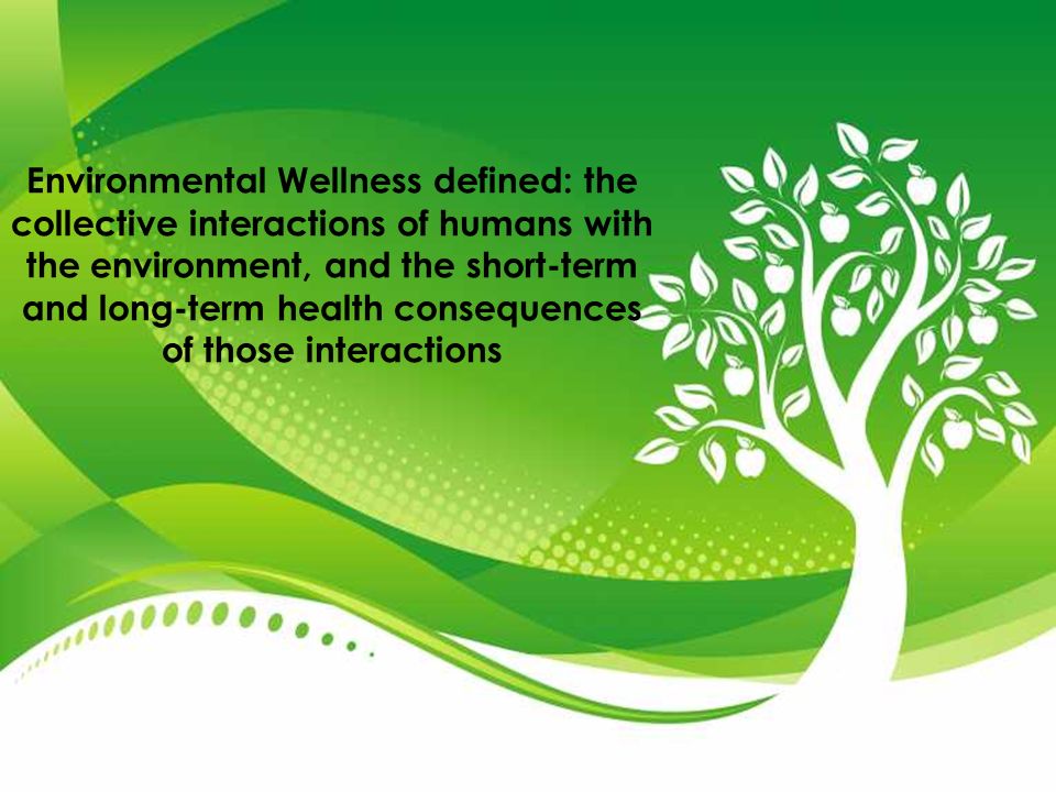 Environmental Wellness defined: the collective interactions of humans with the environment, and the short-term and long-term health consequences of those interactions