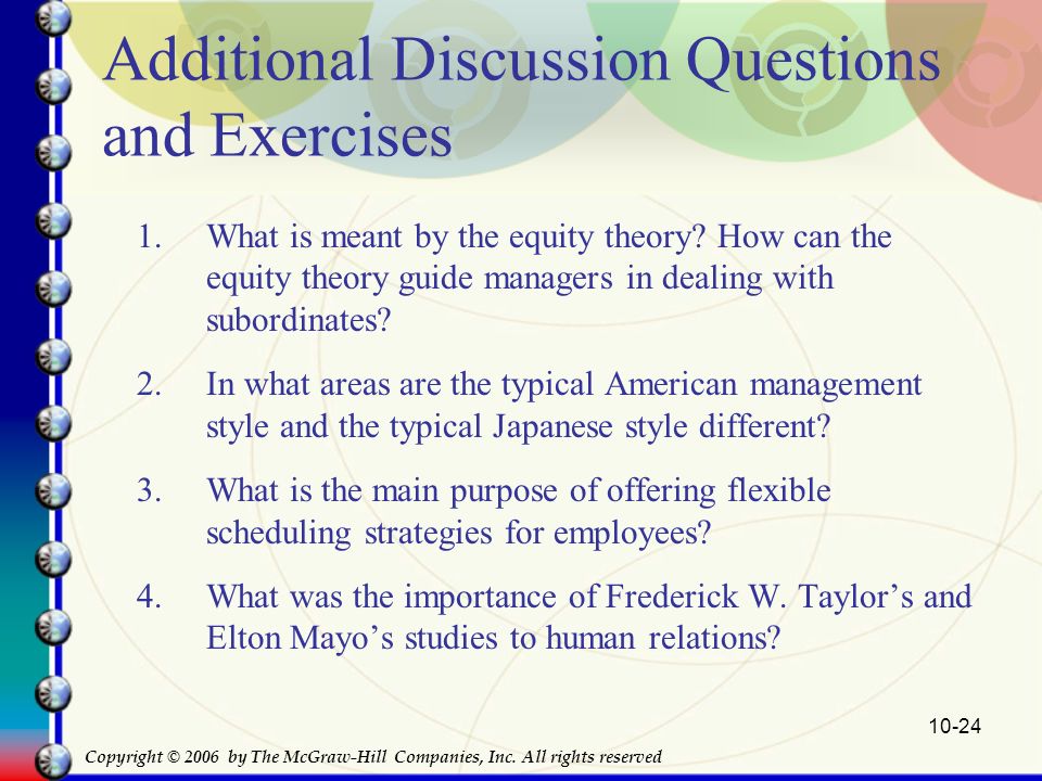 Additional Discussion Questions and Exercises
