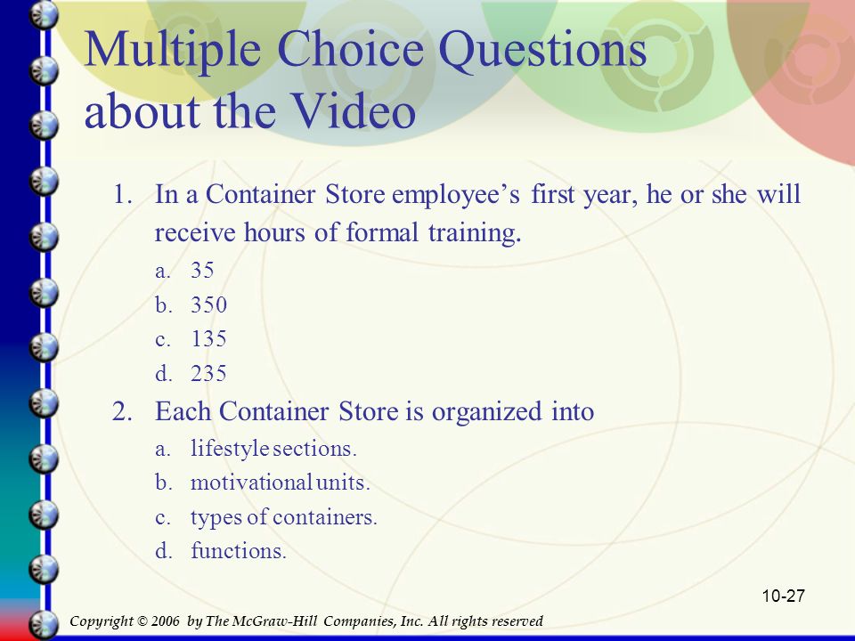 Multiple Choice Questions about the Video