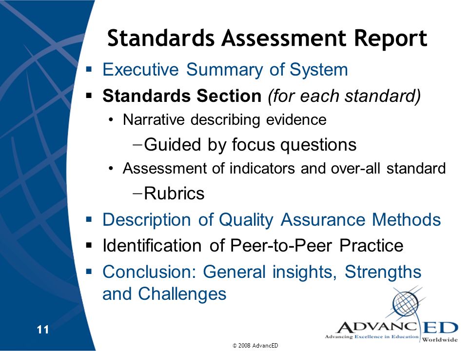 Standards Assessment Report