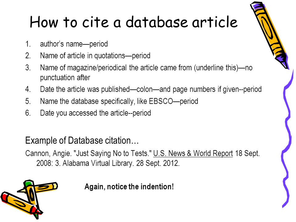 How to cite a database article