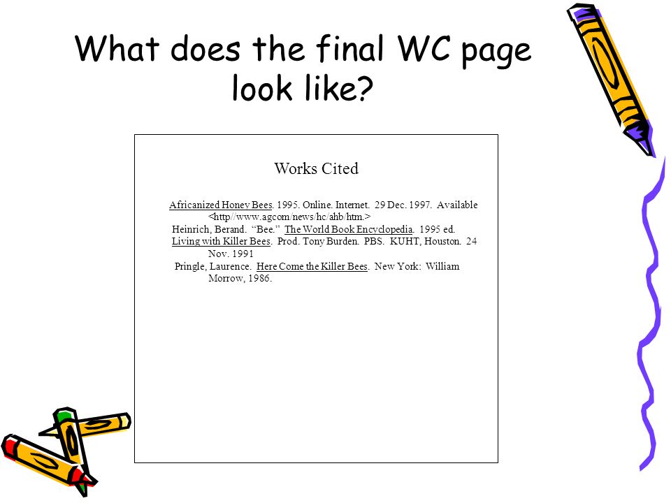What does the final WC page look like